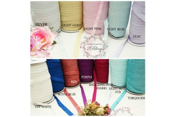 Fold Over Elastic, GLITTER THREAD, 1.5cm wide, 2m length